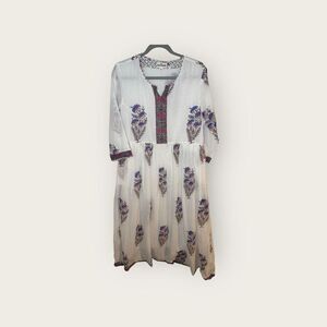 Maharani India Floral Maxi Dress White Floral Size XL